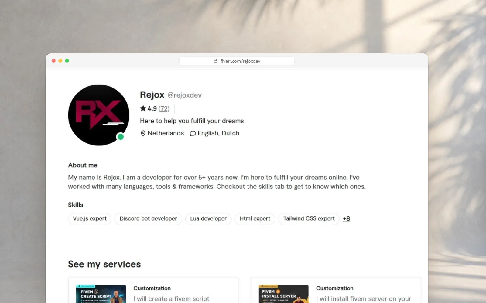Fiverr (rejoxdev), Where it started: freelance FiveM work