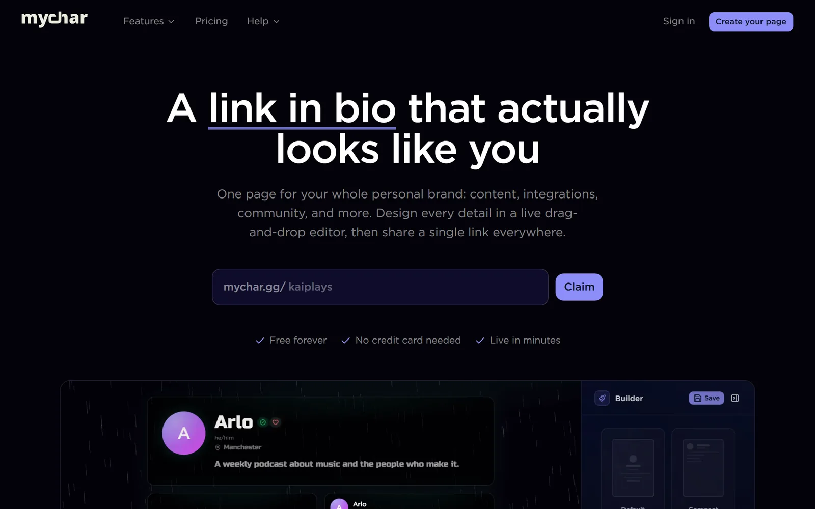 MyChar, a link-in-bio product built and run by SolwareX