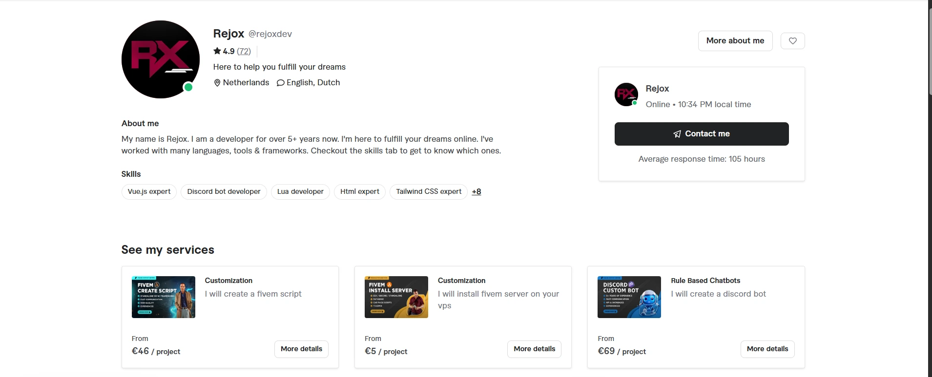 Fiverr freelance (rejoxdev) screenshot