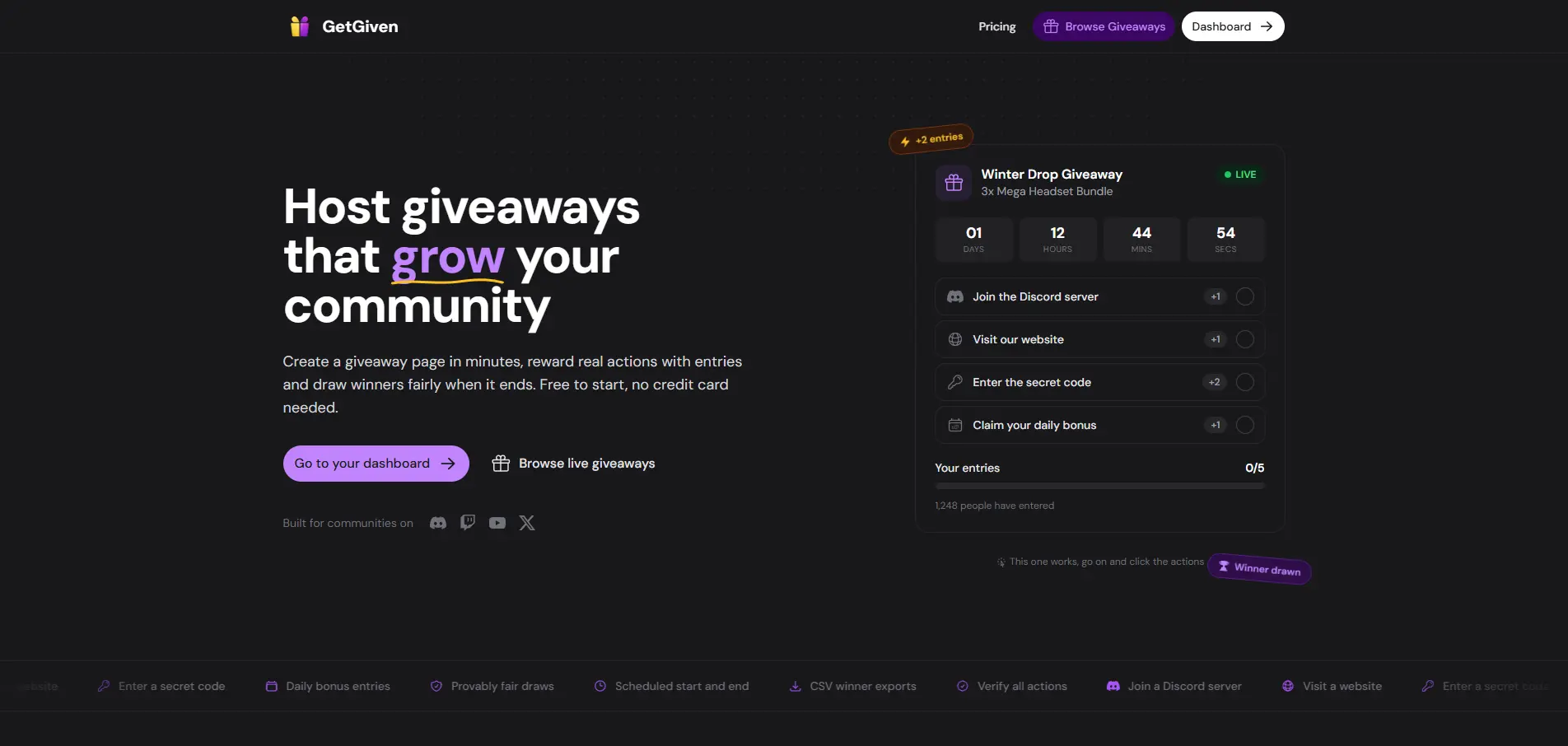 GetGiven, a giveaway SaaS product built by SolwareX